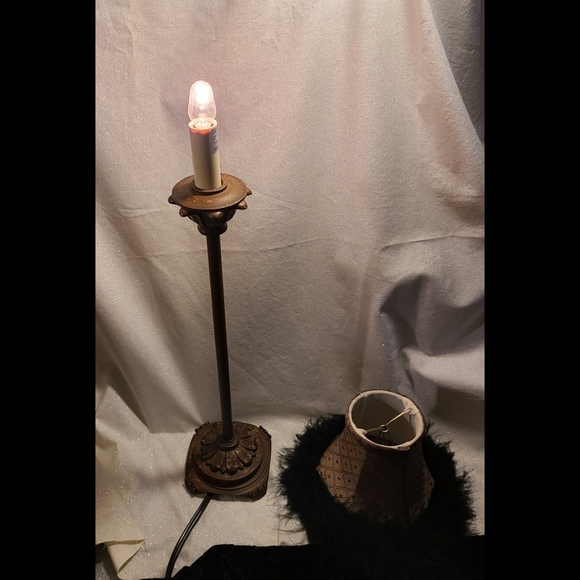 Faux Fur Rimmed Small Lamp - Picture 8 of 9